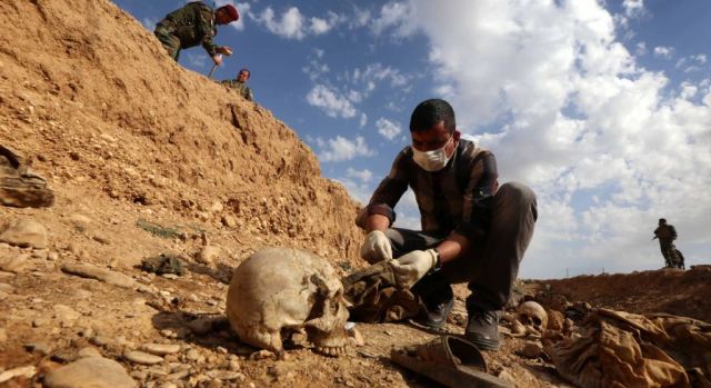  Booby-trapped mass grave containing remains of 110 Yazidis found in Sinjar