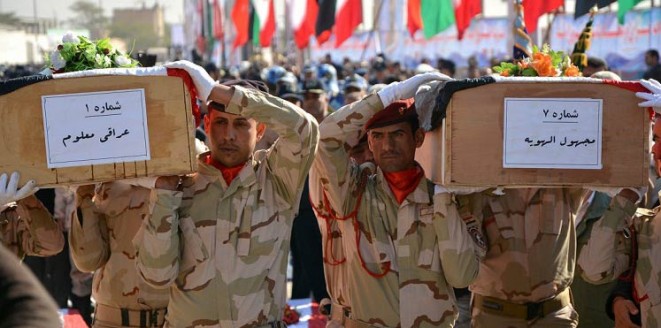  Iraq and Iran exchange remains of 94 soldiers killed in eight-year war