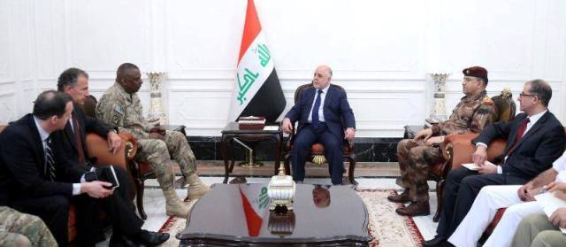  Abadi receives U.S. Gen. Austin, stresses importance of international coalition efforts to fight ISIS