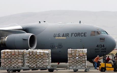  2 US cargo planes carry humanitarian aid for Manbij people land near Kobani