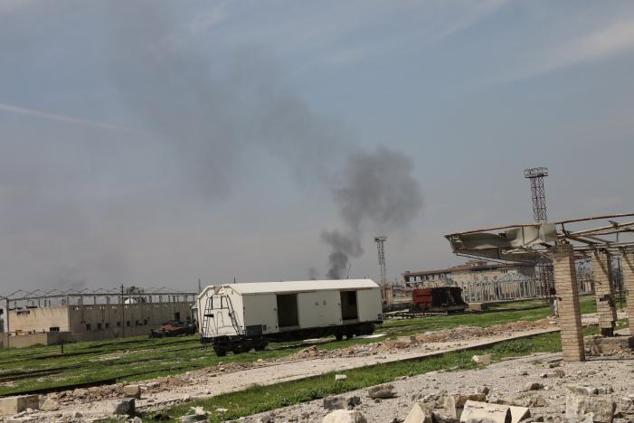  Lone freight train stranded at Mosul’s wrecked rail hub