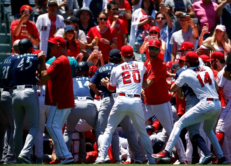  Eight ejected after Mariners and Angels stage MLB brawl