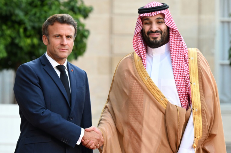  Macron greets visiting Saudi crown prince with handshake: AFP TV