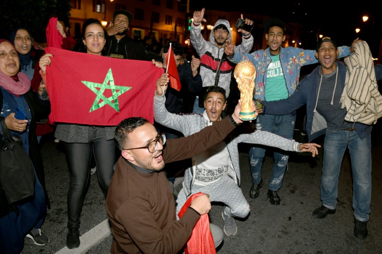  Moroccans celebrate World Cup win over Spain