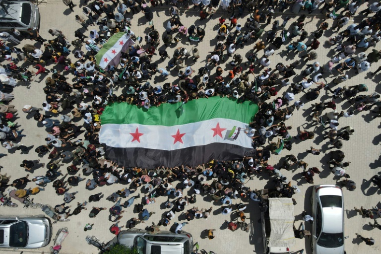  Syrians in rebel-held north protest Assad’s return to Arab League