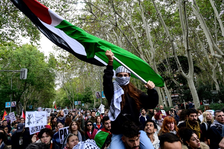  Thousands of pro-Palestinian protesters demand ceasefire at Madrid march