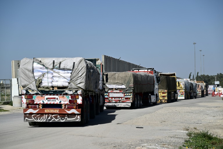  Gaza-bound aid trucks endure grueling wait at border